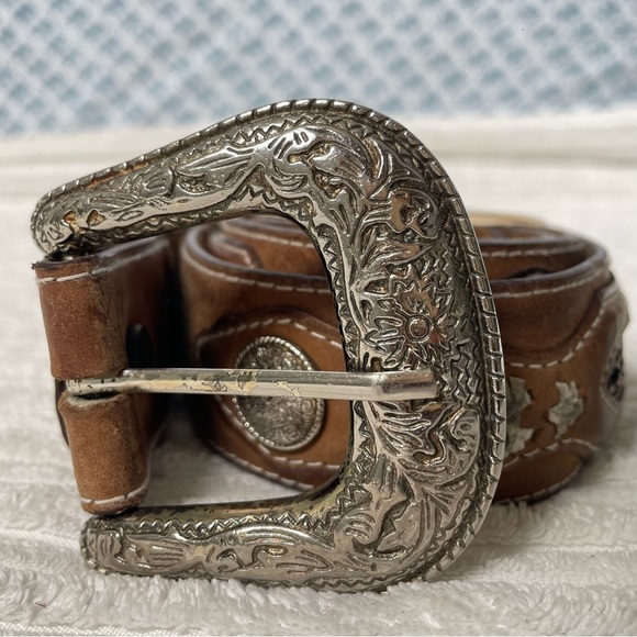 Stetson Other - Stetson Brown Genuine Leather Western Belt with Silver Buckle